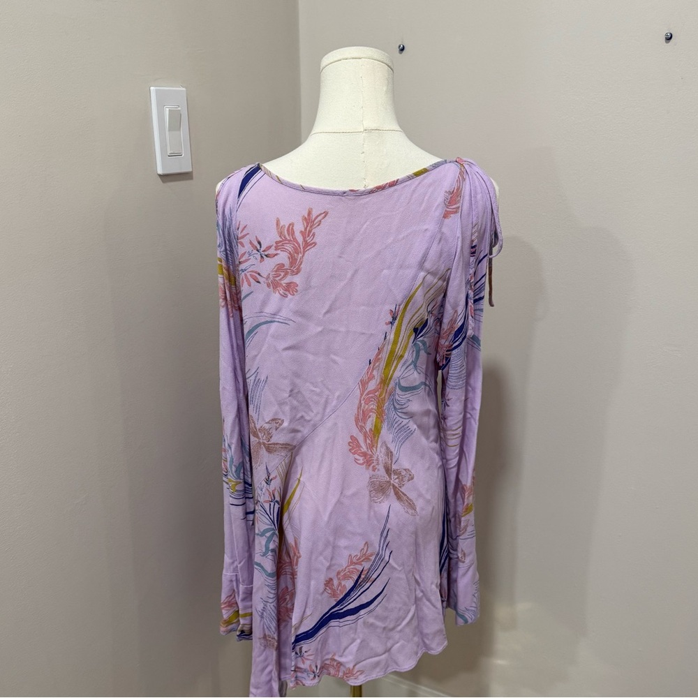 FREE PEOPLE Clear Skies Cold Shoulder Lilac Mini Dress Small - Picture 4 of 7